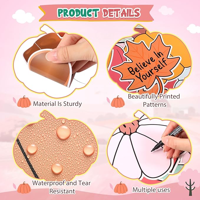 81 Pcs Fall Tree Bulletin Board Decorations Be Leaf in Yourself Classroom Tree Bulletin Board Motivational Boho Pumpkin Cutouts 3D Paper Fans Crafts Thanksgiving Fall Harvest Wall Decor