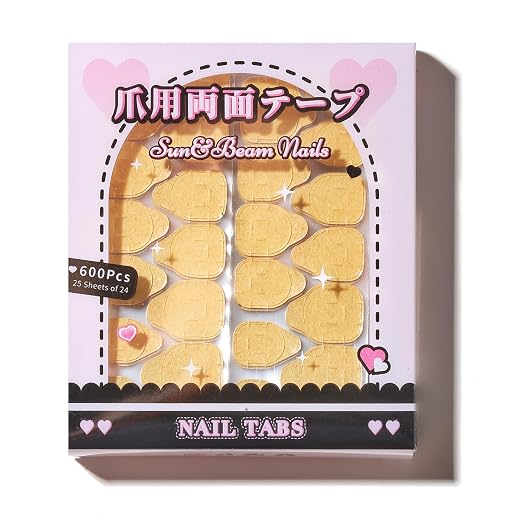 Sun&Beam Nails Jelly Nail Tabs for Press-On Nails 0.3mm Ultra-Thin Waterproof Adhesive 600pcs Strong Hold Double Sided Tabs for Finger (Standard Size)