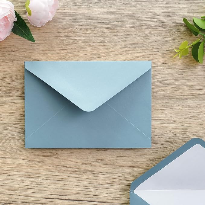 PONATIA 50PCS/Pack A4 Envelopes 4x6 Envelopes for Weddings Invitations, Birthday Party Cards, Gift cards Envelopesngs Invitation Cards, (Dusty Blue, A4)