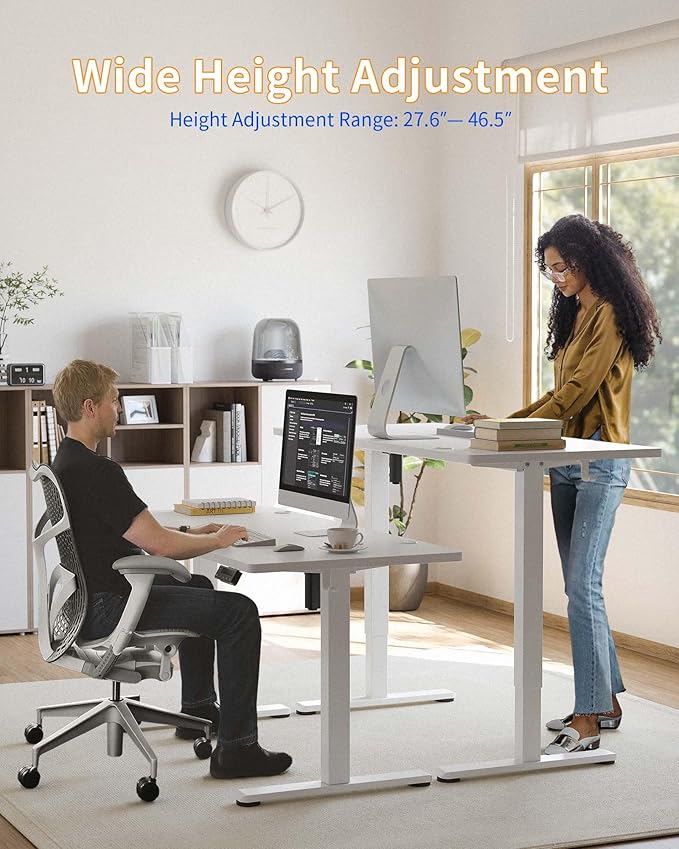 YIHAYO Standing Desk Frame, DIY Workstation, Frame Only, Adjustable Desk with Memory Smart Pannel and Anti-Collision System, Sit Stand Desk for Home Office Computer Desk (White)