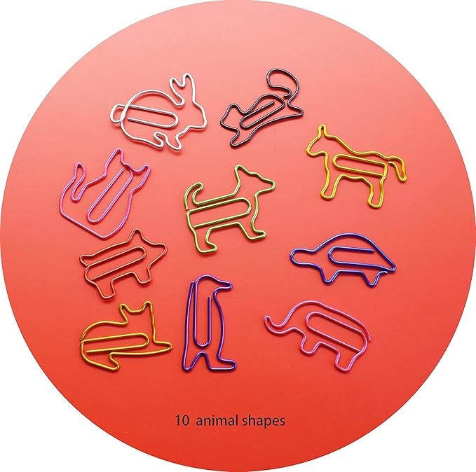 Cute Paper Clips Animal Shaped Paperclips, Fun Office Desk Accessories 100 PCS
