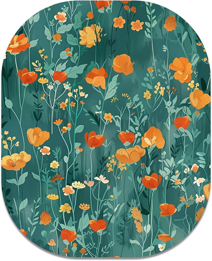 Small Mouse Pad, 6 x 7 Inch, Oval Mini Mouse Pad with Non-Slip Rubber Base for Laptop Wireless Mouse Keyboard Tray Mousepad, Flowers and Plants