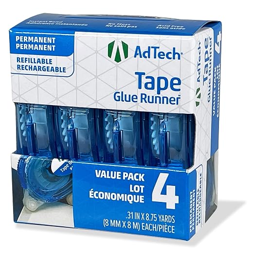 AdTech Glue Runner For Scrapbooking Supplies, case pack, Clear 4 Count (Pack of 12) cartridges,05603-CASE