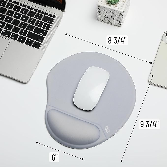 Mr. Pen- Ergonomic Mouse Pad with Wrist Rest, Light Gray Breathable Fabric with Memory Foam Cushion, Non-Slip Rubber Base, Gel Mouse Pad with Wrist Support