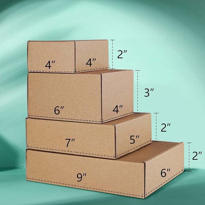 Eupako 7x5x2 Shipping Boxes Small Corrugated Cardboard Box - 25 Pack Brown Mailing Boxes for Packaging Small Business, Mailer Box