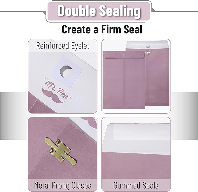 Mr. Pen- Clasp Envelopes, 18 Pack, 9" x 12", Purple, Kraft Letter Size Envelopes, Purple Envelopes, Document Envelope, Clasp Kraft Envelopes, Clasp and Gummed Closure Envelopes, Manilla Envelopes