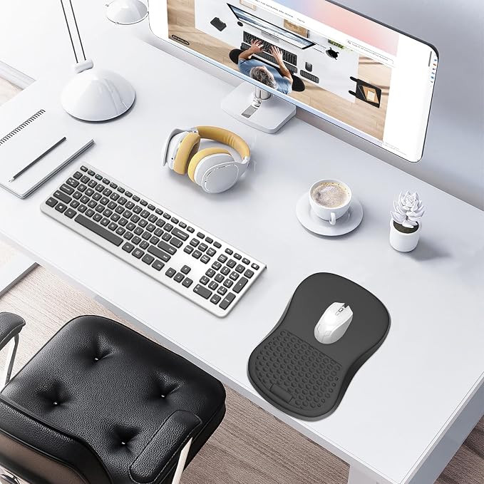 Ergonomic Mouse Pad with Wrist Rest Support, Mousepad with Comfortable Memory Foam Wrist Rest and Non-Slip PU Base for Pain Relief, Computer, Laptop, Office, Home