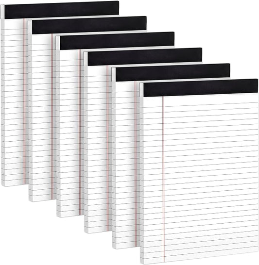 6 Pack Small Legal Pads 5x8 College Ruled White Note Pads 5x8 Writing Pads | White Legal Notepads 5x8, Lines Note Pads of Paper 80gsm Narrow Ruled White Paper Pads 5x8 - 30 Sheets/Pad