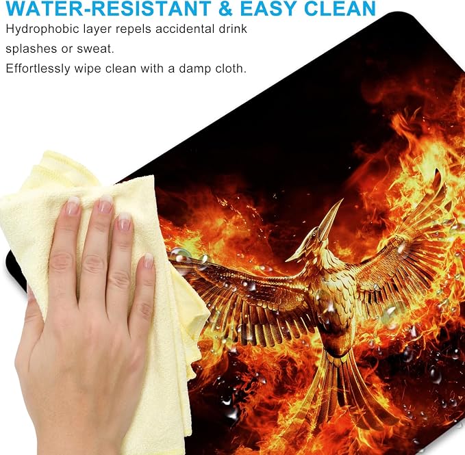 Fire Phoenix Mouse Pad, 9.5"x7.9" Cool Computer Laptop Mousepad | Personalized mouse pad with fiery phoenix design. Premium smooth cloth surface, 3mm cushion & non-slip rubber base.