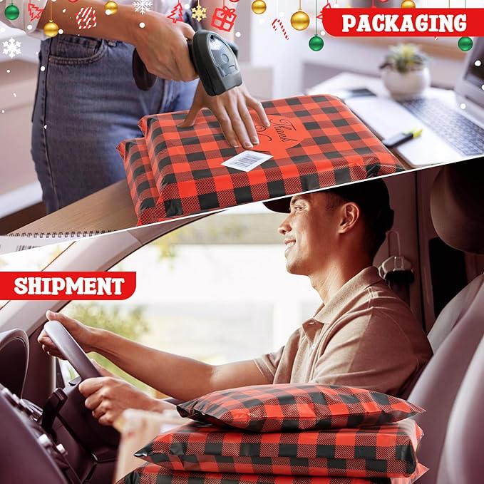 Oududianzi Christmas Poly Mailers 10x13, 100PCS Plastic Shipping Bags, Mailers Poly Bags for Shipping, Self-Seal Mailing Bags, Holiday Polymailers Packaging Bags for Small Business and Clothes