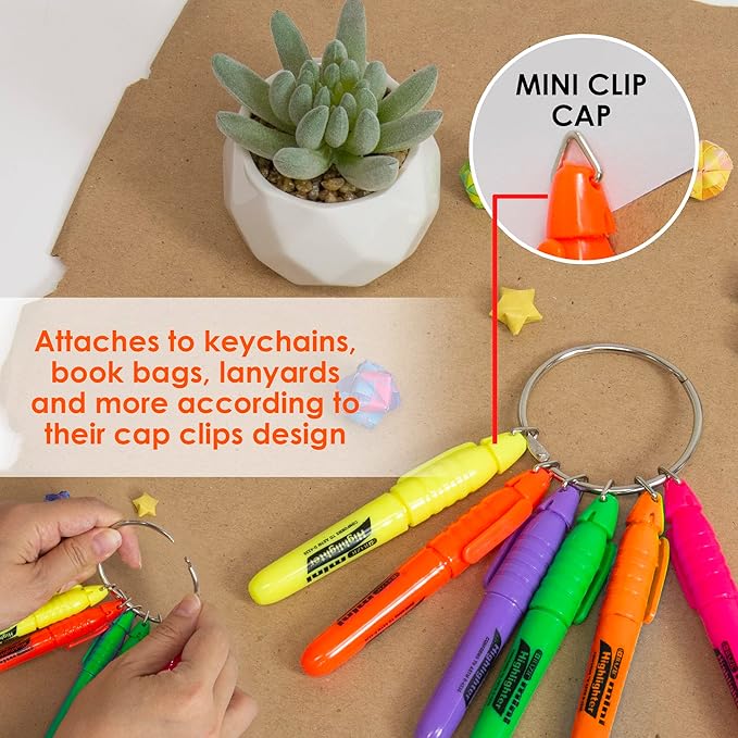 BAZIC Products Mini Highlighter Pen Assorted Color, Chisel Tip Broad Fine Line Highlighters, Unscented Highlighting Coloring for School Office (5/Pack), 2-Packs