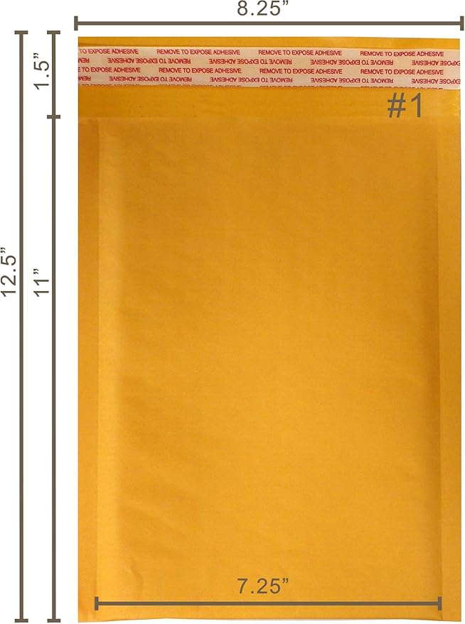 Yens Kraft Bubble Mailers 7.5x12 200 Pack Self Seal Adhesive Shipping Bags, Cushioning Padded Envelopes for Shipping, Mailing, Packaging Useable Space 7.5x11 KF#1-200