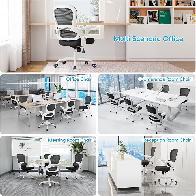 TRALT Office Chair - Ergonomic Office Chair with Back Support for Adults | Home Office Desk Chair with Lumbar Support - Ergonomic Mesh Chairs 330 lb Wide Seat for Work,Office, Gaming(White Black)