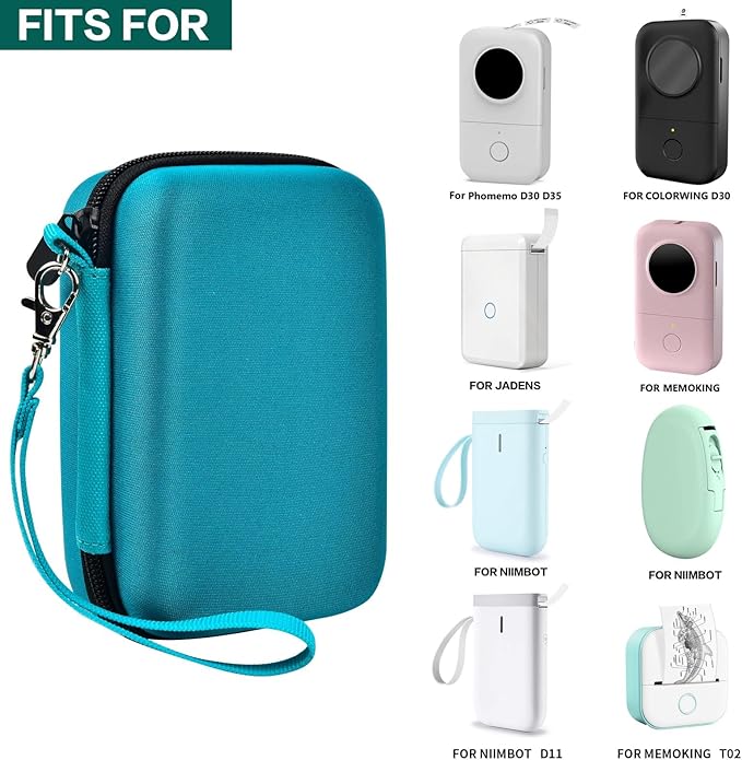 PAIYULE Hard Carrying Case for Phomemo D30 D35 Label Maker, Label Printer Case for Nelko P21, for NIIMBOT D110 D11, for Marklife P11 P12, for SUPVAN E10, Protective EVA Storage Bag with Mesh Pocket