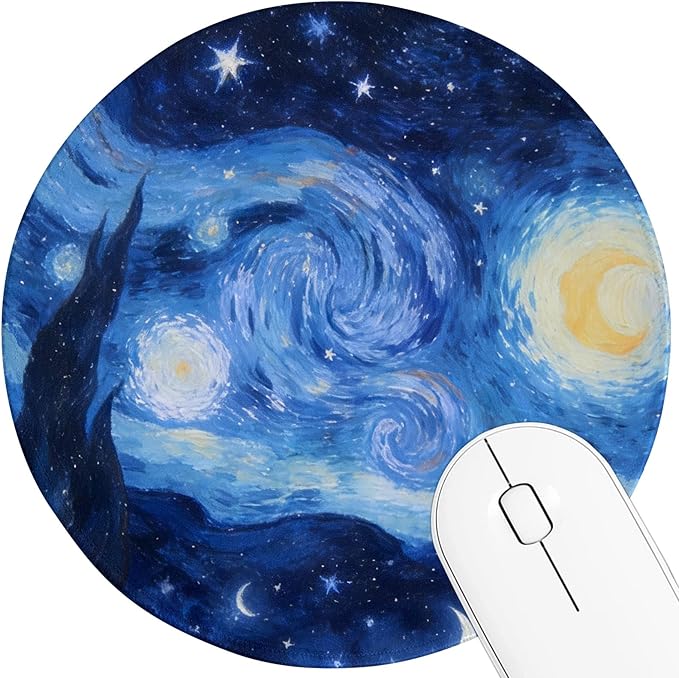 Round Mouse pad, high-end Texture, Sewn Edge Design, Anti-Slip Rubber Base. 8.6 x 8.6 inches (Star Vortex)