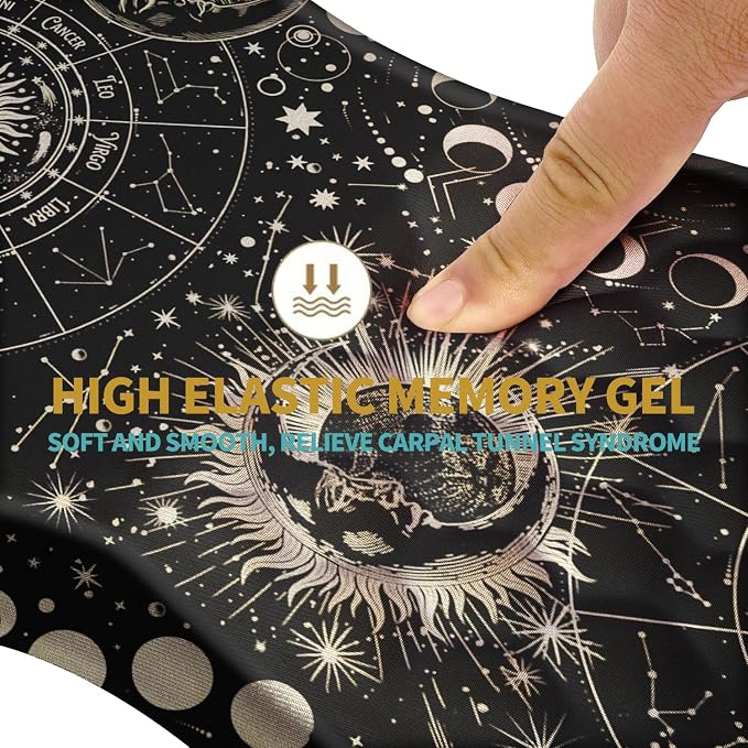 Hokafenle Ergonomic Mouse Pad Wrist Support with Massage Design, Wrist Rest Pain Relief Mousepad with Memory Foam&Non-Slip PU Base,Mouse Pads for Wireless Mouse (12x8 inch,Tarot Constellation)