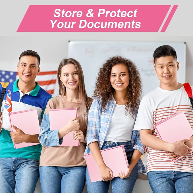 SUIN 1/2-Inch 3 Ring Binders with 2 Interior Pockets, Basic 0.5'' Binders Holds 100 Sheets Letter Size, Office School Home, 6 Pack