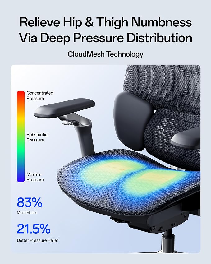 Hbada E3 Pro 2026 Edition Ergonomic Office Chair, Mesh Desk Chair with 3-Zone Floating Lumbar Support, Upgraded 4D Headrest, 720° Armrests, Black