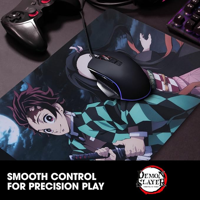 Demon Slayer Large Gaming Mouse Pad 31"x15" XL Computer Desk Mat, Anime | Demon Slayer anime gaming mouse pad, Oversized 31x15in smooth fabric top, stitched edges, non-slip rubber base.