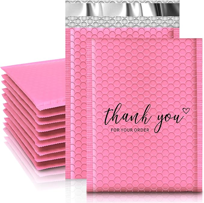 JinRuiKJ Bubble Mailers 6x10" 25 Pack, Padded Envelopes, Strong Adhesion Padded Mailers, Cushioning Padded Shipping Envelopes for Jewelry, Makeup - Pink