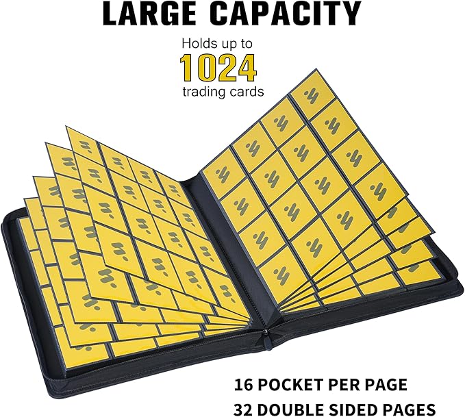 16-Pocket Card Trading Binder,1000+ Pockets Card Album Side Loading Card Folder for TCG,Sports Cards & Other Standard Size Trading Cards