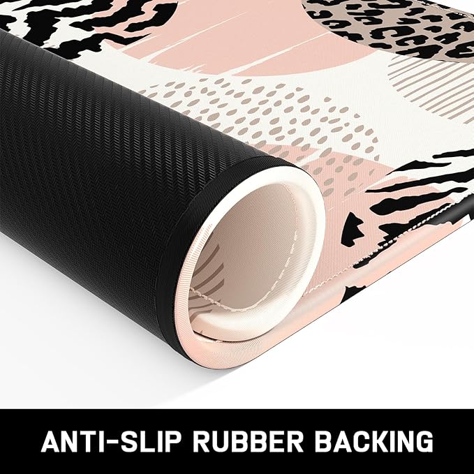 Mouse Pad, Minimalism Marble Style Computer Pad, Anti-Slip Rubber Mouse Mat with Stitched Edges for Gaming, Office, Laptop, PC, Women, 9" x 8" Thick 3 mm, Bohemian Leopard