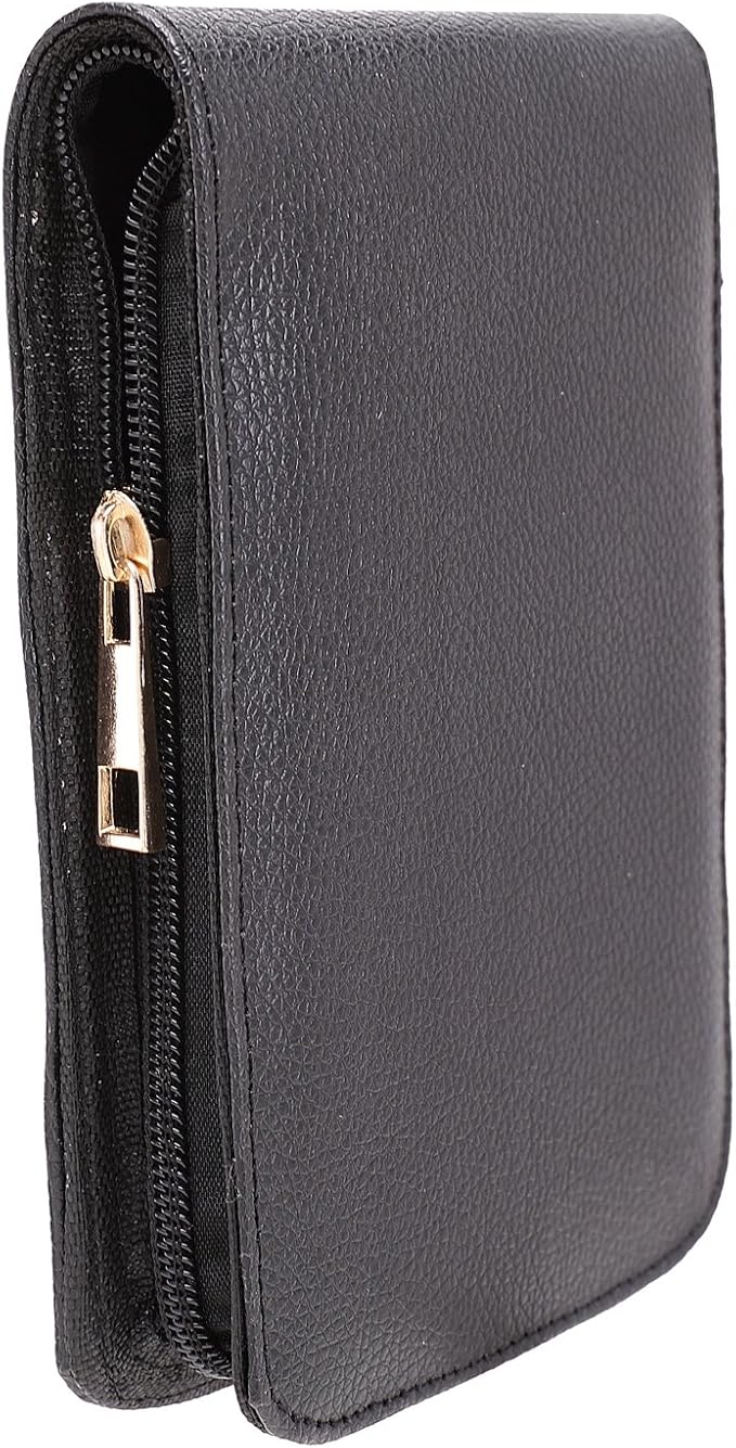Topoomart Fountain Roller Ball Pen Case Holder PU Leather Bag for 12 Pens Black