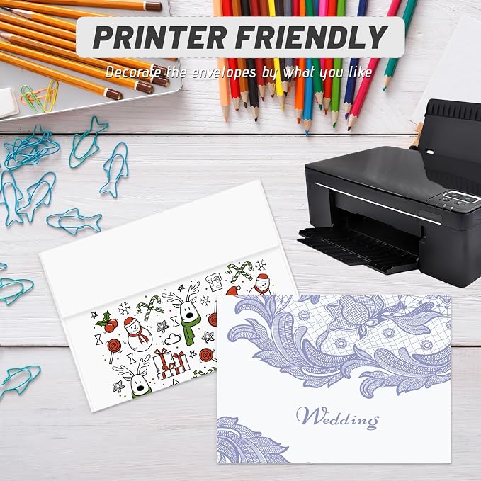 YINUOYOUJIA 100 Packs White 5x7 Envelopes, A7 Envelopes for Invitations, Self Seal for Weddings, Graduation, Baby Shower, Birthday, Greeting Cards