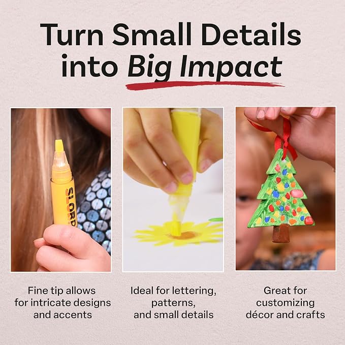 Slobproof Paint It! Decorating Pen, Refillable Paint Pens, Pack of 5 | Mess-Free Arts and Crafts Tool for All Ages - Wider Barrel Holds 2X More Paint - Fill with Chalk, Glitter, Metallic Paints