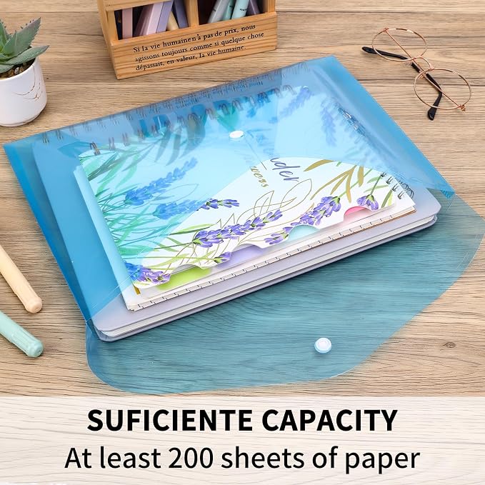 EOOUT 5pcs Plastic Envelopes, Plastic Folders for Documents, Poly Folders with Snap Closure, A4 Size, Letter Size, for School and Office Supplies