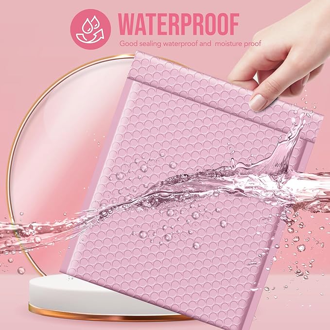 Fuxury Bubble Mailers 8.5x12" Large Bubble Envelopes 40 Pack Usable Size 8.5x11" Thick Padded Mailers for Mailing Books Magazines Clothes Small Business, Light Pink #2