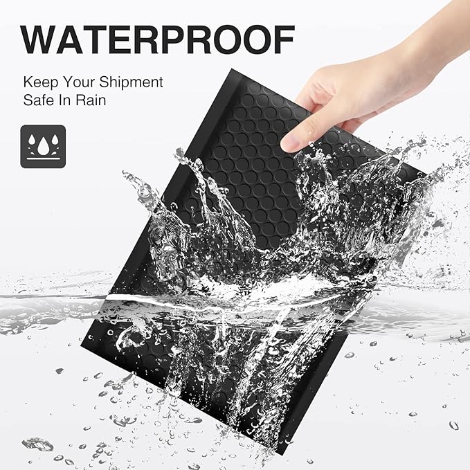 UCGOU Bubble Mailers 4x8" Black 50 Pack Usable Size 4x7" Padded Envelopes | Opaque Self Seal Adhesive Waterproof Boutique Padded Envelopes for Jewelry Makeup Small Bubble Mailers for Trading Cards #000
