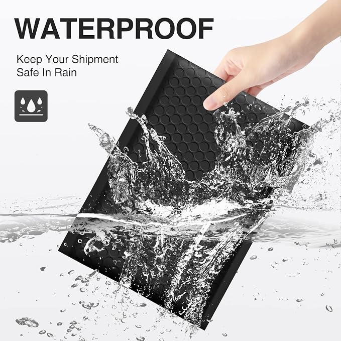 UCGOU Bubble Mailers 9.5x14.5" 40 Pack Usable Size 9.5x13.5" Black Padded | Waterproof Self Seal Adhesive Large Padded Envelopes for Small Business Bubble Packaging Envelopes for Mailing Jewelry Makeup