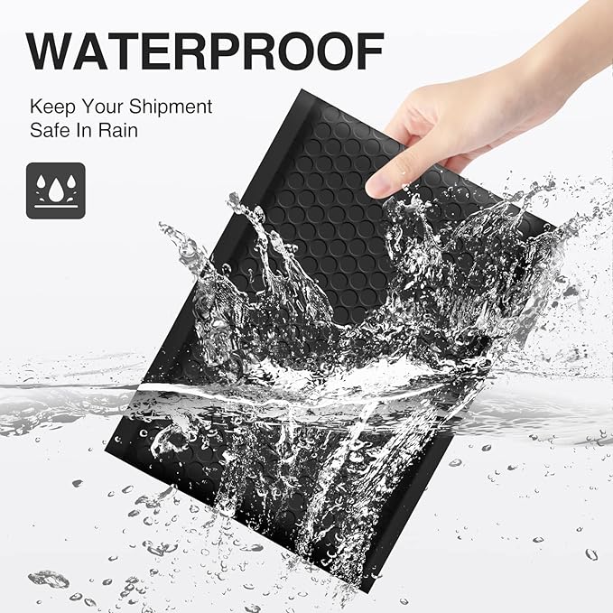 UCGOU Bubble Mailers 6x10 Inch Black 50 Pack Poly Padded Envelopes Small Business Mailing Packages Opaque Self Seal Adhesive Waterproof Boutique Shipping Bags for Jewelry Makeup Supplies #0