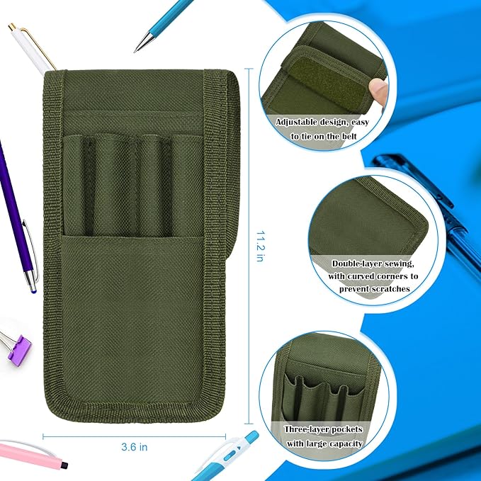 2 Pcs KATOLK Belt Pen Holder, Multifunctional Adjustable Tactical Pencil Pouch, Detachable Military Duty Pencil Sleeve Case, Can Hold Pens, Rulers and Scissors