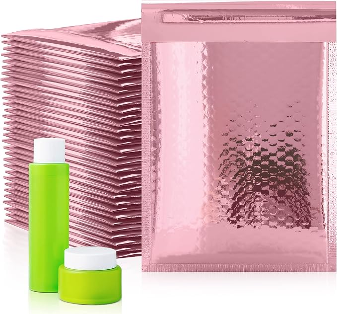 Glamour Metallic Bubble Mailers 6.5 x 9 Inches Rose Gold, 300 Pack Padded Envelopes for Shipping, Mailing, Packaging Protection