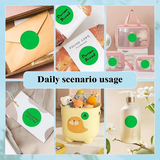 PARLAIM 2 Inch Round Adhesive Color-Code Dot Stickers,4Rolls/2000 per Rolls dots Label Dispenser Box, Circle Stickers Label Inch Coding Labels (Green)