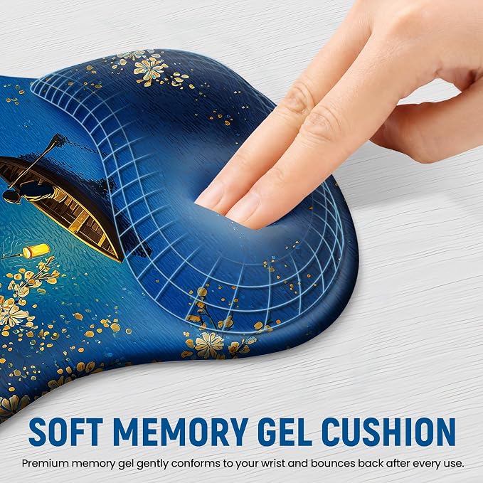 Ergonomic Mouse Pad with Wrist Rest, Gel Wrist Support, MoonRide | 10.2 x 7.6 in Mouse Pad with Smooth Fabric Surface and Non-Slip Rubber Base for Office, Home, Study, and Gaming