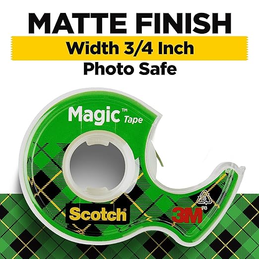 Scotch Magic Tape, 1 Roll, Numerous Applications, Invisible, Engineered for Repairing, 1/2 x 800 Inches, Dispensered (119) (Pack of 2)