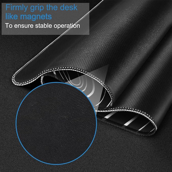 Extra Large Gaming Mouse Pad 31.5 x 11.8 in, Waterproof Mousepad with Stitched Edges, Premium Microfiber Cloth Surface, Non-Slip Base Keyboard Desk Mat for Home Office Gaming, Black White Lines