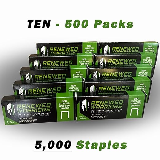 NiCcoreA Rustproof Staples T50 (1/2" Leg; 3/8" Crown) Outperforms Stainless Steel Staples 1/2 Marine; T/50 Type T-50 Staple - Compare to Monel (Ten 500 Packs - 5000)