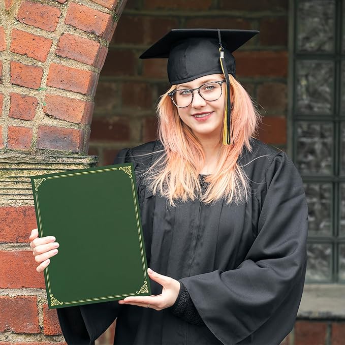 Ndsox 50 Packs Green Certificate Holders, Graduation Diploma Holders, 350GSM, Diploma Covers with Gold Foil Border for Letter Size 8.5" x 11" Award Certificate Paper, Cardstocks and Documents