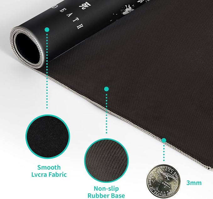 Black and White Japanese Cherry Blossom Gaming Mouse Pad Sakura Death Life Flower Mat 31.5x11.8 Inch Texture Non-Slip Rubber Base Mousepad Stitched Edges Keyboard Desk Pad for Office Home Game