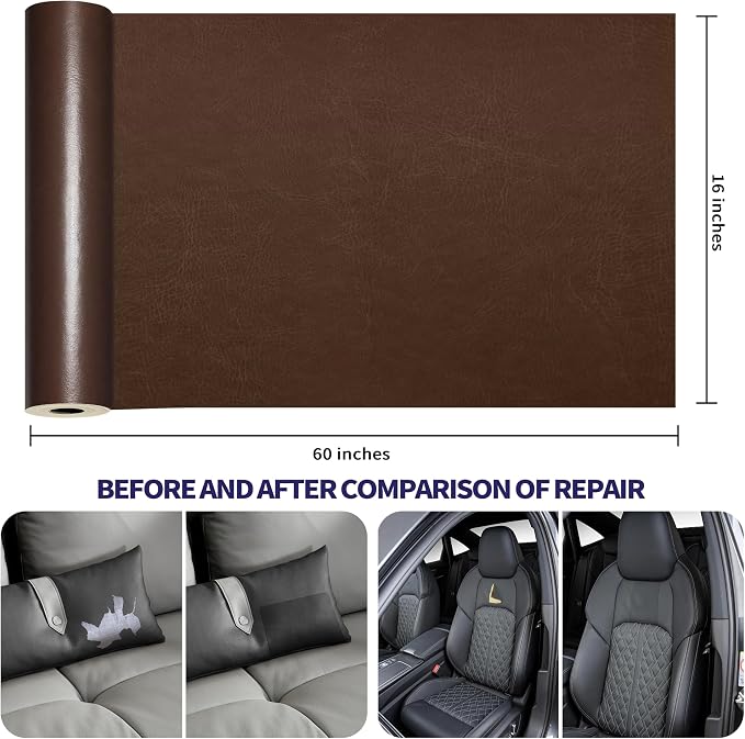 Besezx Leather Repair Patch Tape Kit, Self Adhesive Leather Repair for Furniture, Couch, Sofa, Car Seats,Office Chair,Vinyl Repair Kit.60inx16in