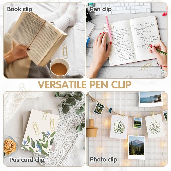 Metal Pen Clips and Holders 15 Pack Colorful for Notebooks and Heart Papers Paperclip Clips School Office Supplies