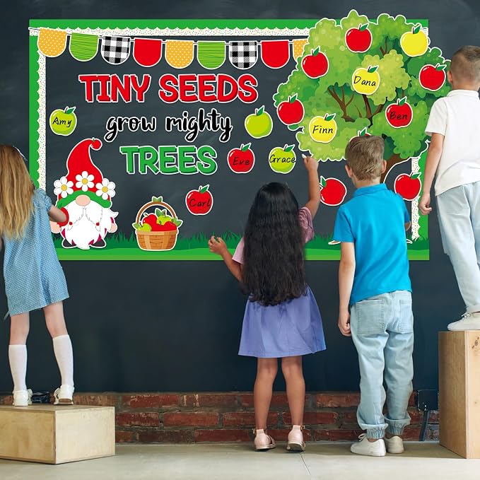 Apple Tree Bulletin Board Inspirational First Day of School Classroom Trees Bulletin Board Decoration Growth Tree Writable Apple Paper Cutout for Religion Chalkboard Decor Wall Door Supplies