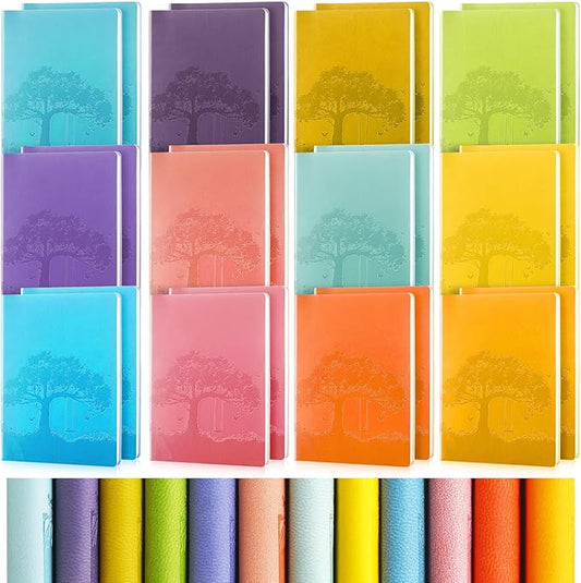 TaoBary 24 Pcs Employee Appreciation Gift A5 PU Leather Journals Bulk Colorful Tree Lined Journal Notebook Soft PU Leather Cover Ruled Writing Notebook for Office School Teacher Nurse (Multi Colors)