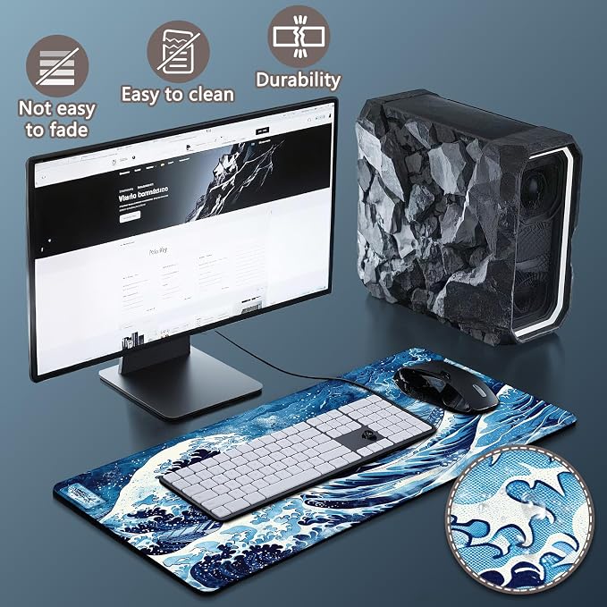 Mouse Pad Gaming - Desk Mat for Keyboard and Mouse - Large Mouse Pads for Desk, Gaming Mousepad with Non-Slip Base, Desks Pad (31.5" X 11.8") for Game, Office and Home