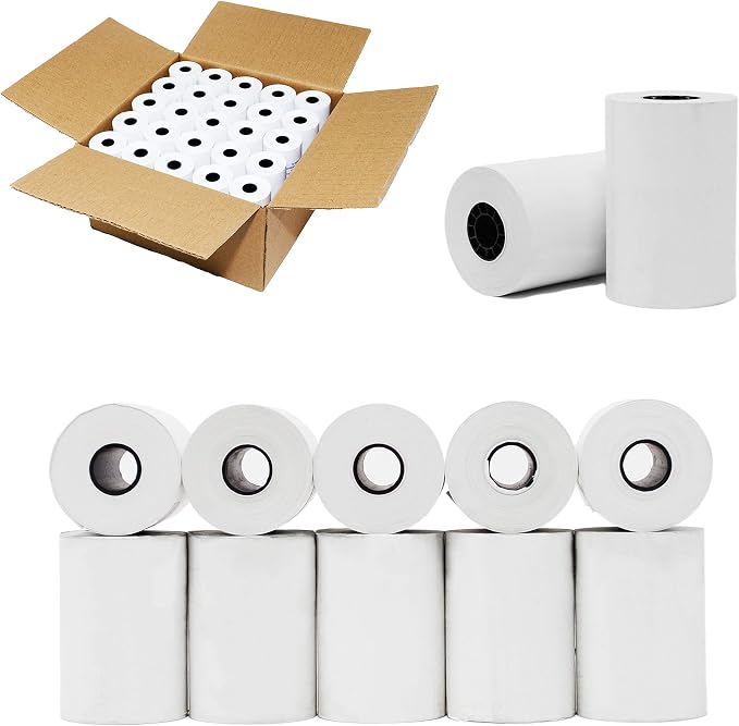 BuyRegisterRolls (2500 Rolls) 2 1/4 x 70 Thermal Paper 55 GSM Premium Quality German Paper Large Rolls For Clover Flex Verifone VX520 Ingenico ICT220 First Data FD400 BPA Free