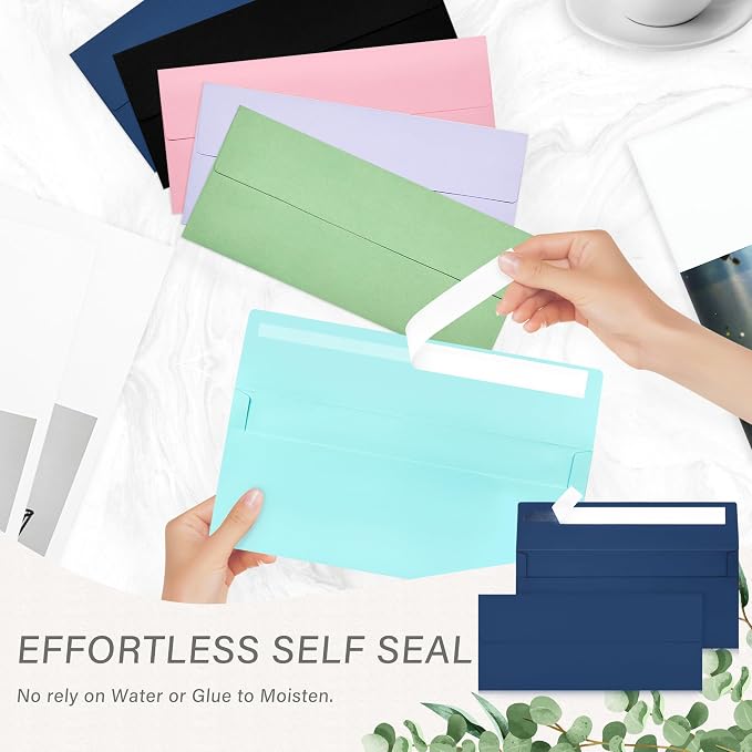 50 Pack #10 Navy Blue Envelopes Letter Size Self Seal Business Envelopes | Security Mailing Envelopes, 4 1/8 x 9 1/2 Inches